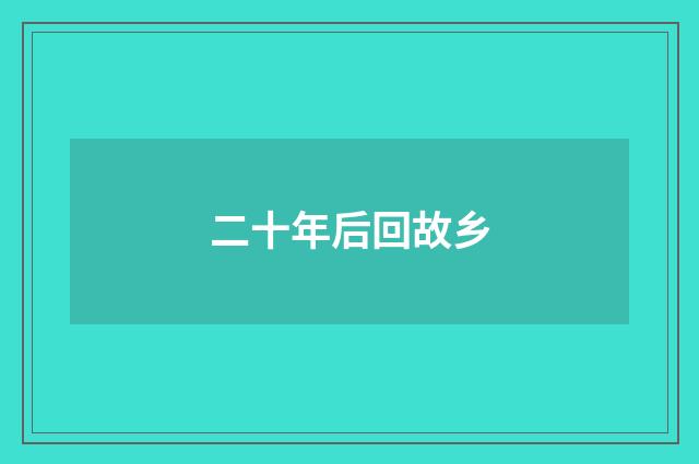 二十年后回故乡