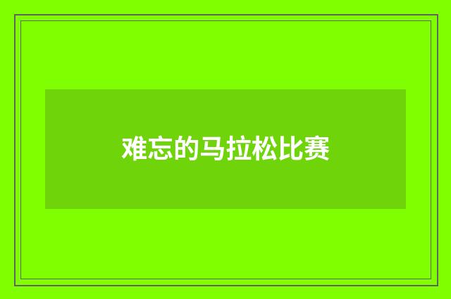 难忘的马拉松比赛