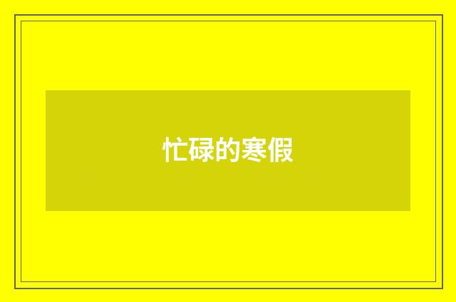 忙碌的寒假
