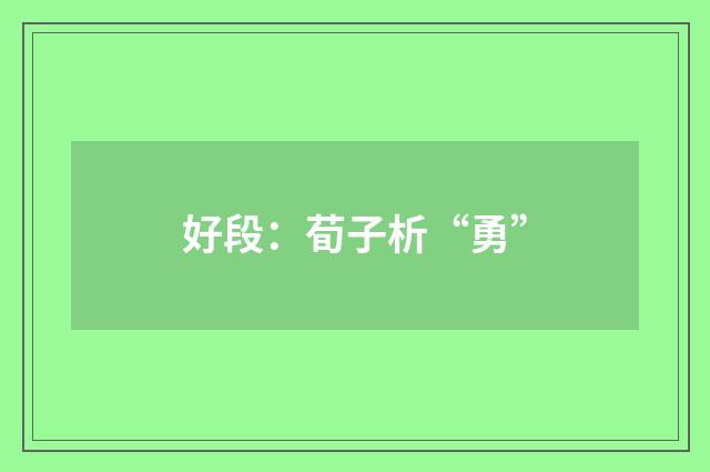 好段：荀子析“勇”