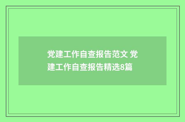 党建工作自查报告范文 党建工作自查报告精选8篇