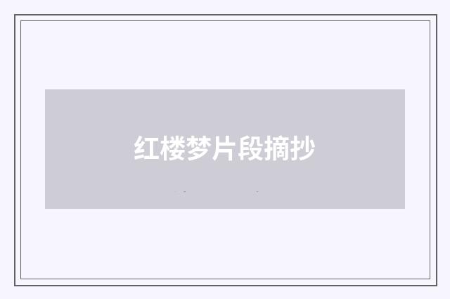 红楼梦片段摘抄