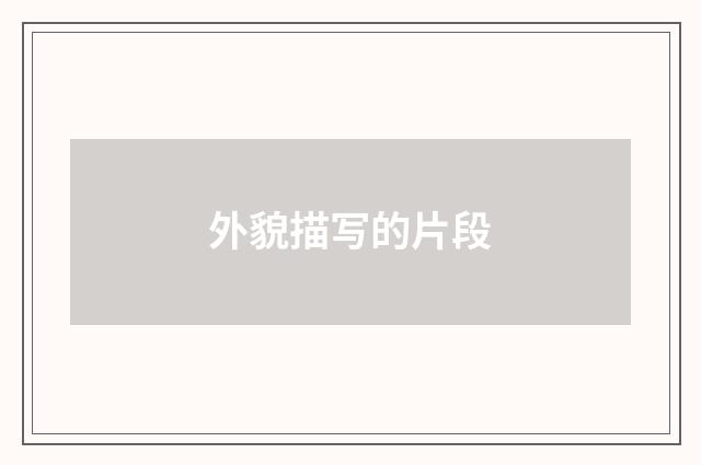 外貌描写的片段