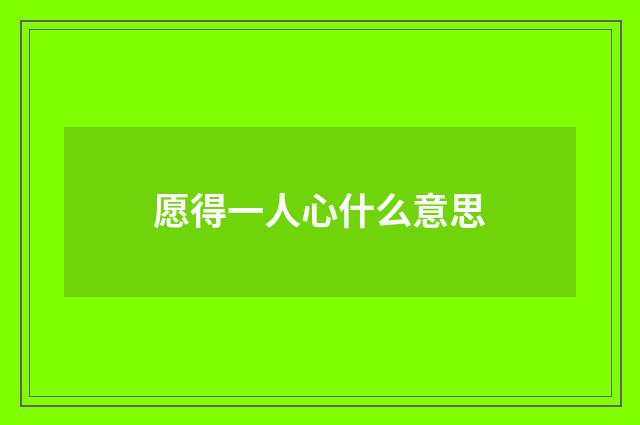 愿得一人心什么意思