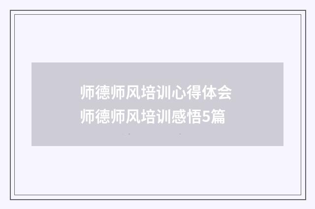 师德师风培训心得体会 师德师风培训感悟5篇