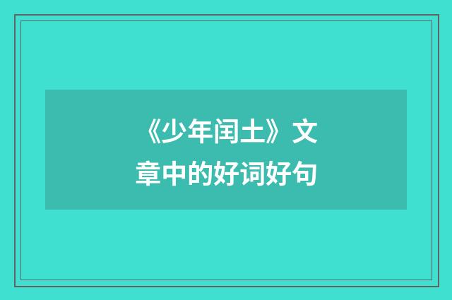 《少年闰土》文章中的好词好句
