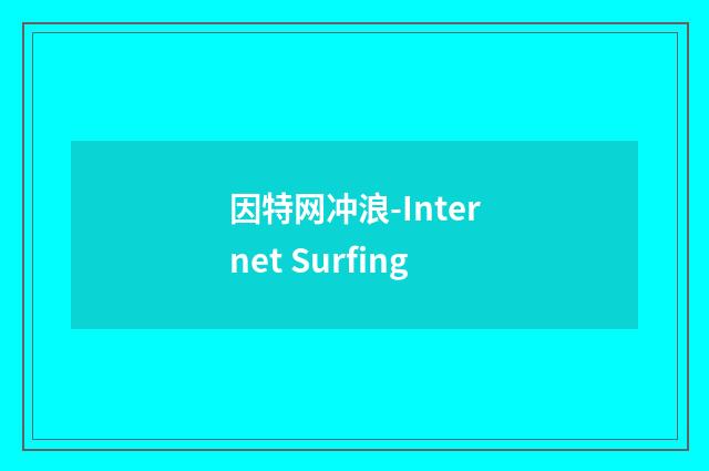 因特网冲浪-Internet Surfing