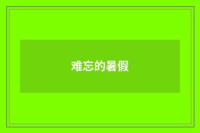 难忘的暑假