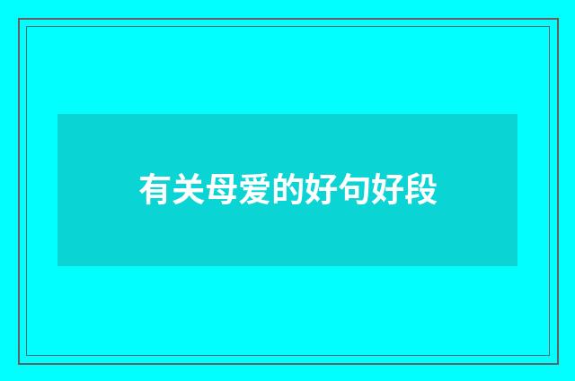 有关母爱的好句好段