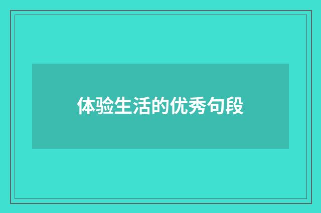 体验生活的优秀句段
