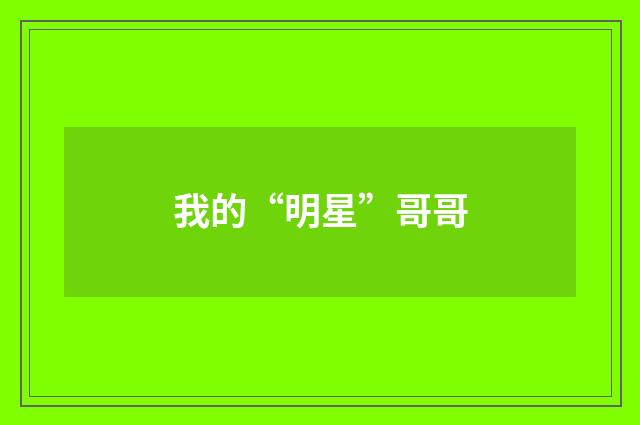 我的“明星”哥哥