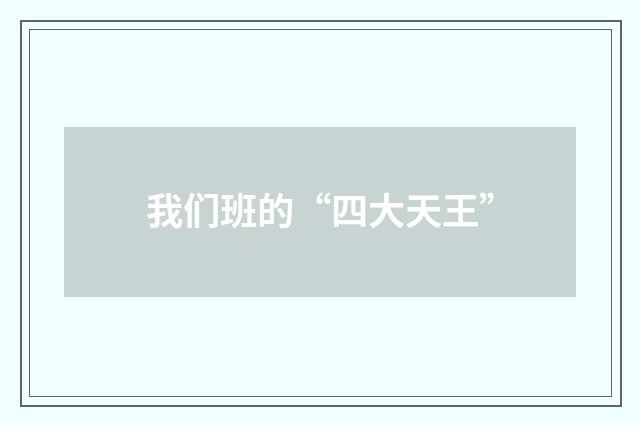 我们班的“四大天王”