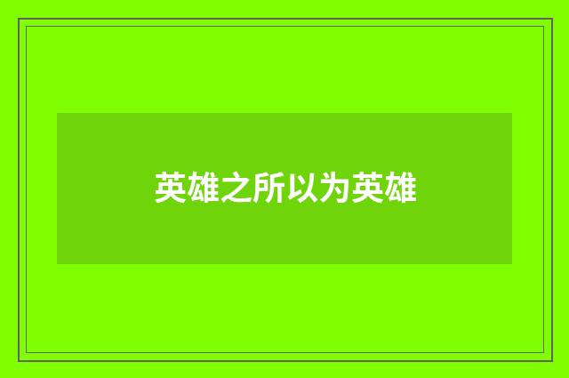英雄之所以为英雄